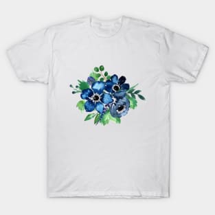 Watercolor Amemones and Greenery Bouquet T-Shirt